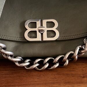 Balenciaga Olive soft flip Green BB Chain Shoulder Bag